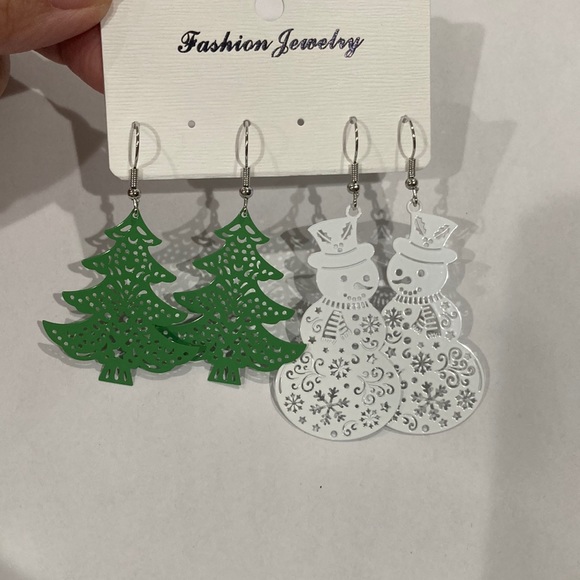 Two Earrings, Christmas Tree and Snowman - NEW - Picture 3 of 4
